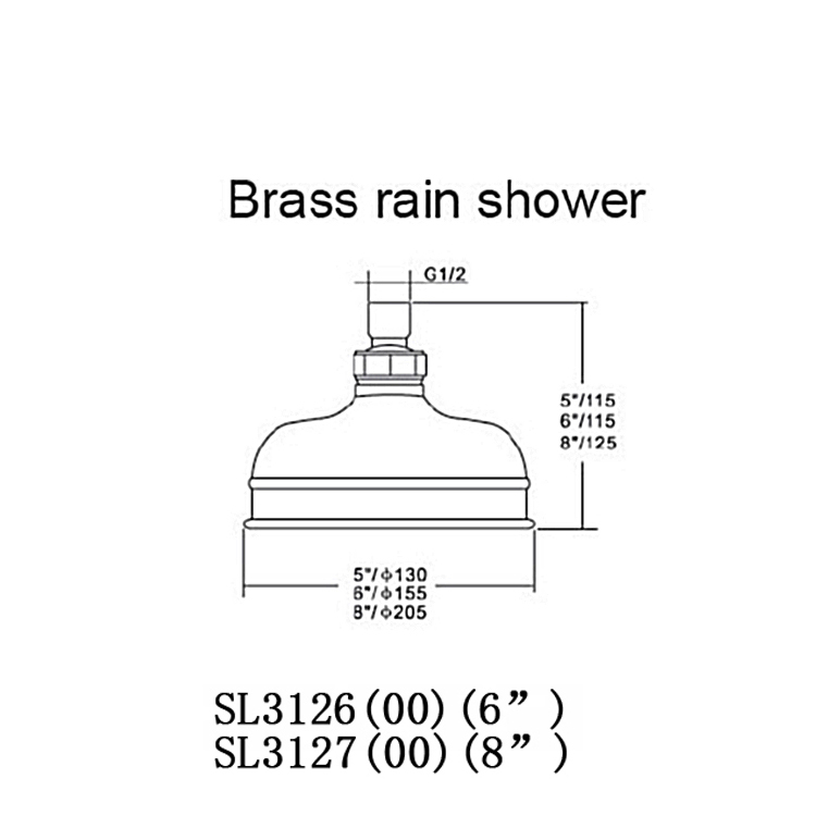 Hot sale brass 6" rain shower fixed shower head finished with chrome