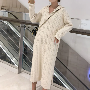 Ladies Long Cotton Knit Dress