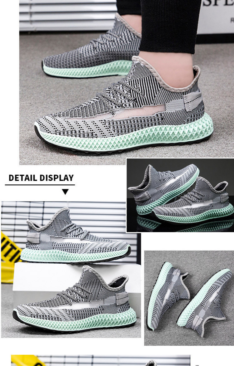 Men's shoes summer new style 2021 Korean fashion breathable starry casual shoes mesh flying woven sports shoes