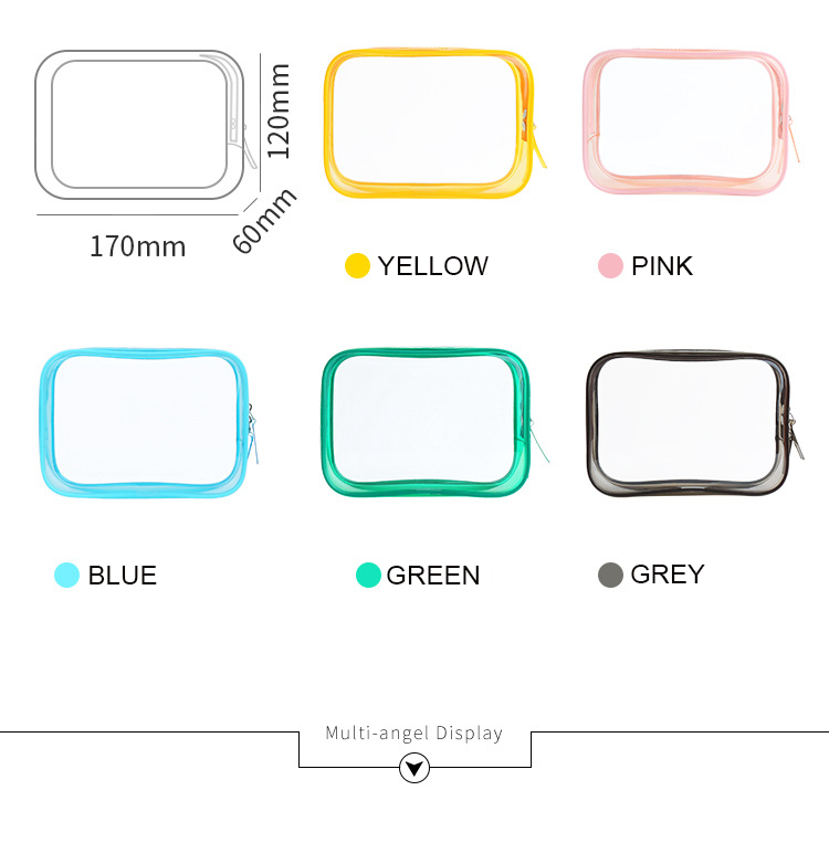 Custom Logo Waterproof Transparent PVC Zip Bag Make Up Gift Travel Pink Toiletry Bag Fashion Clear Plastic Cosmetic Makeup Bags