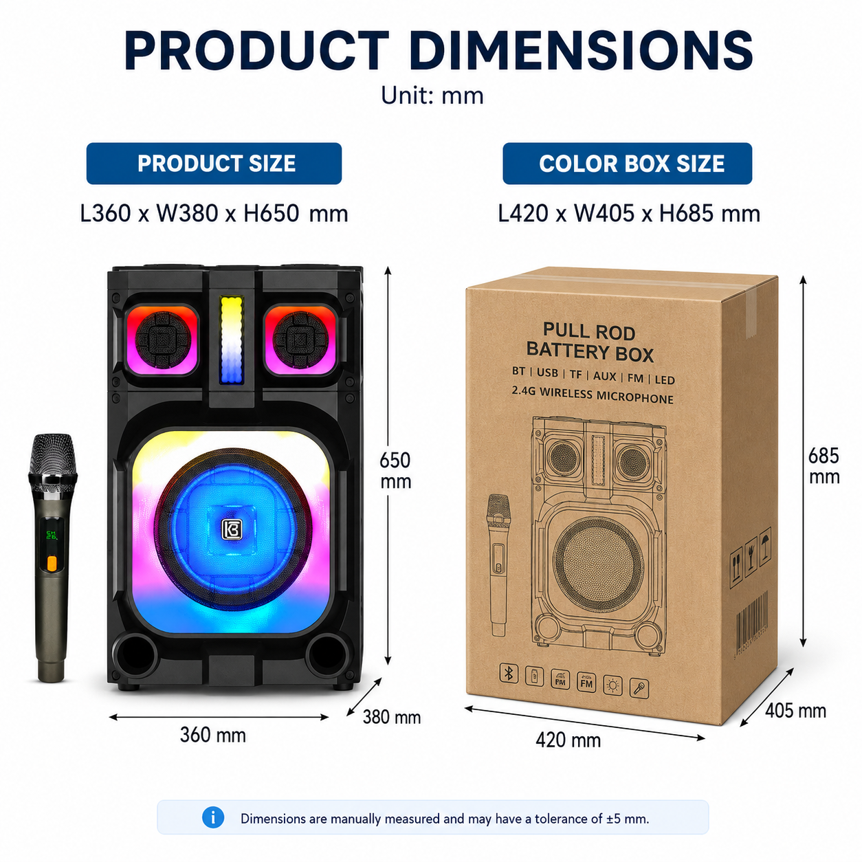 60W Taşınabilir LED Karaoke Hoparlörü 60W Portable LED Karaoke Speaker