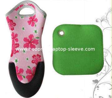 Kitchen Neoprene Oven Microwave Mitts Waterproof Heatproof , Reach Rohs