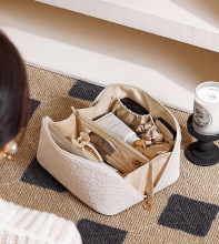 Large Opening PU Portable Pillow Cosmetic Bag