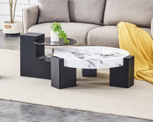 Modern Round Coffee Table with Glass Top