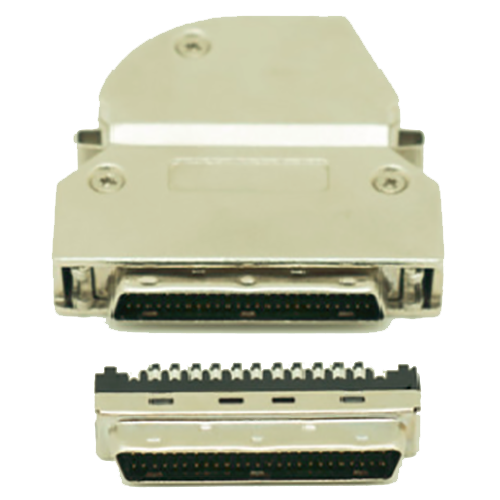 1.27mm Series Shielded Backshell Kits 50P Angled Exit With Spring Latchs and Connector Solder Molded Ribbon Type