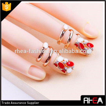 2015 Fashion gold alloy nail painting oil enamel nail ring