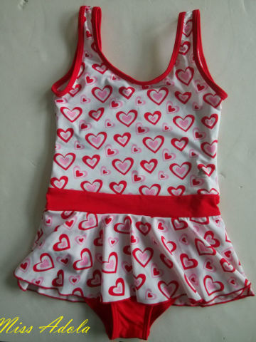 Fashionable heart-shaped printing cute princess swimwear for kids
