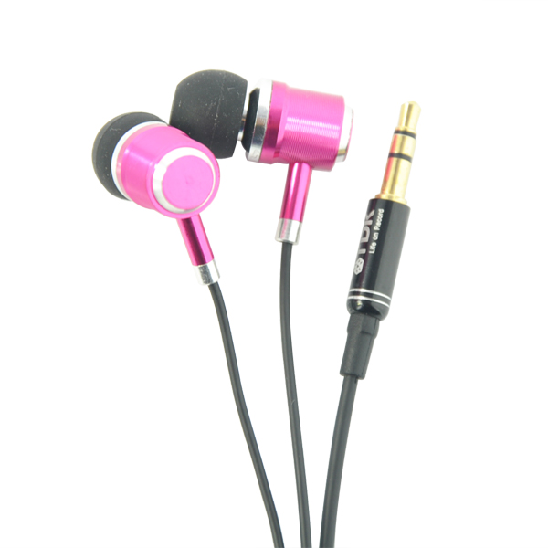 Wholesale High Quality Flat Cable Stereo Metal Earphone with Mic for Mobile Phone with Logo