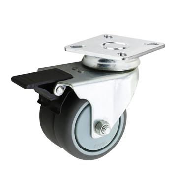 Twin-wheel TPR Casters with Brake