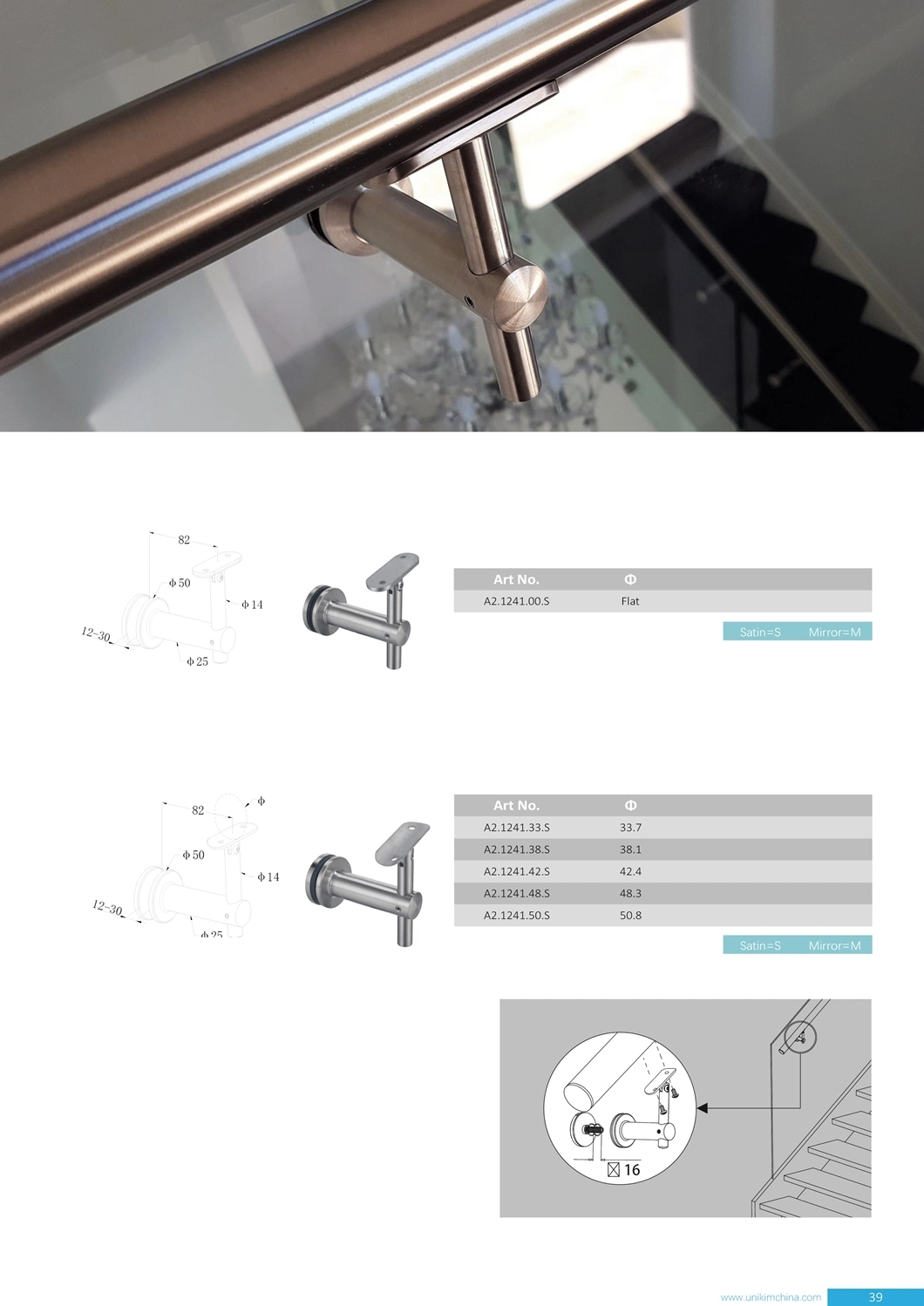Edelstahl-Glasverbinder Edelstahl- und Glasgeländer Innen-Glastreppengeländer-Kits für Balkongeländersystem