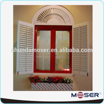 wooden arch double glazed alu-wood window wood blinds