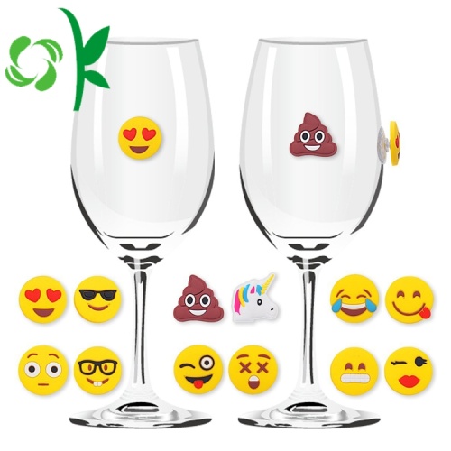 Marqueur de verre à vin personnalisé en silicone Emoji Sucker personnalisé en silicone