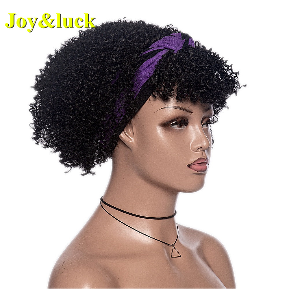 Black Head Band Wigs for African Ladies Wholesale Ombre Green Hairband Long Afro Kinky Curly Headband Wig Synthetic Hair Wigs