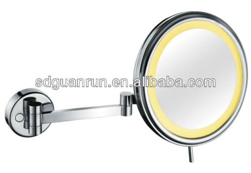Single side wall mounted magnifying cosmetic mirror with light