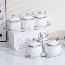 Home Use Kitchen Ceramic Spice Jar Set for Spice Rack