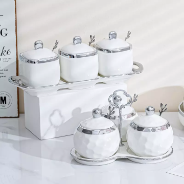 Home Use Kitchen Ceramic Spice Jar Set for Spice Rack