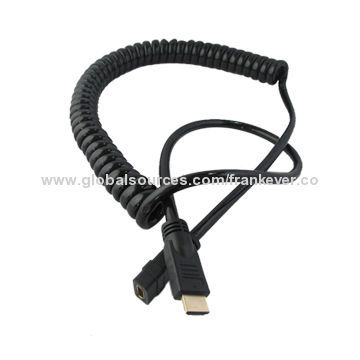 HDMI connector, male to female extension spiral cable