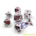 Bescon Heavy Duty Shiny Chrome Metal Dice Set of 7, Solid Metallic Chrome Polyhedral Role Playing Game Dice Set w/ Red Numbers