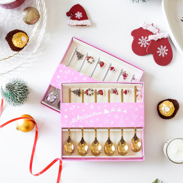 Steel Christmas Coffee Spoon Set Metal