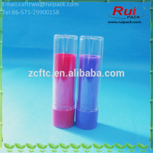 5g red/purple lip stick tube with clear cover, plastic round lip cream container