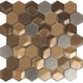 Coklat Hexagon Crystal kaca mosaik ubin
