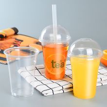 Clear Pet Plastic Coffee Tea Cup with Lid