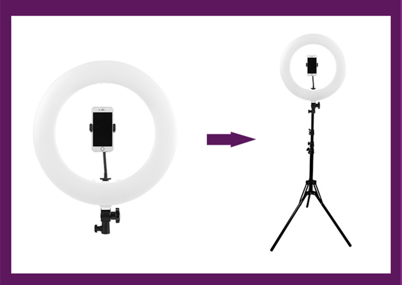 New OEM  photography studio light stand lamp 60W rechargeable flexible tripod camera phone makeup18 inch led light ring