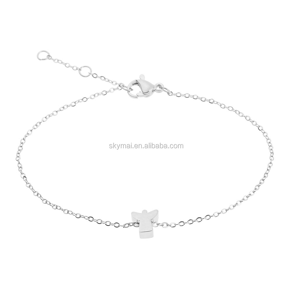 Simple stainless steel Hexagram make a wish card bracelet for girls charm bracelet