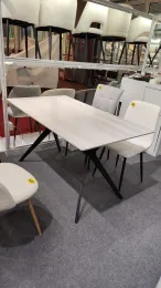 6-Seater Grey Ceramic Kitchen Dining Table for Families