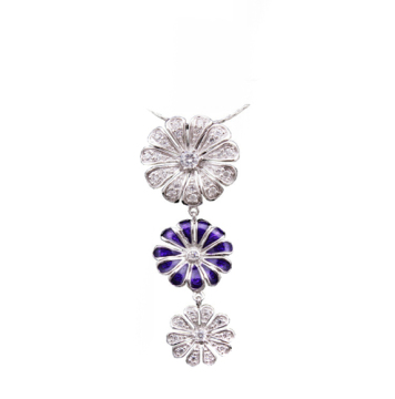 Flower pendant necklace with CZ diamond