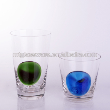 fancy hand blown glass tumblers with color glass design