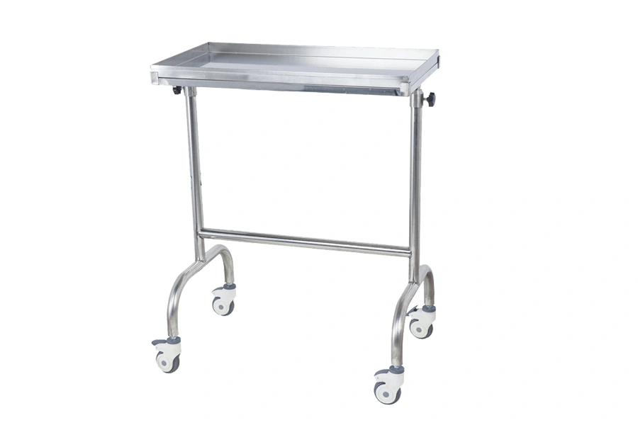 Hospital Medical Surgical Service Stainless Steel Fan Shape Instrument Trolley with Castors