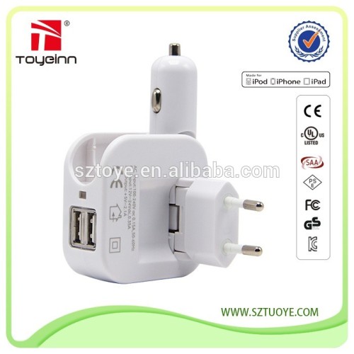 2 in 1 usb charger with the EU plug 2 in 1 5v 1a 5w usb car charger car