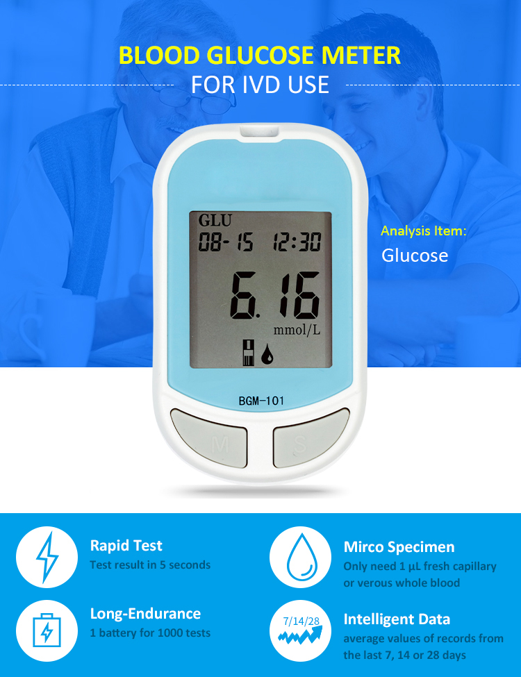 Portable Household Rechargeable Diabetic Blood Glucose Meter With Blue tooth