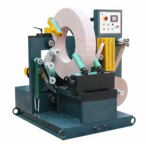 Wire rod coil ring wrapping machines