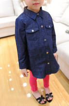 Girls' long sleeve denim flocking shirt