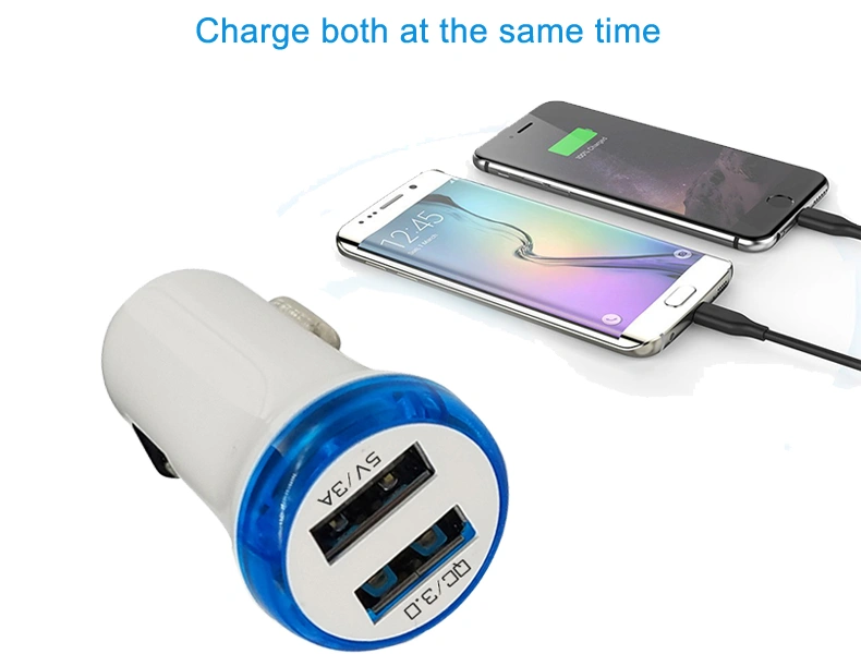 QC 3.0 Dual USB Car Charger with Bright Lamp Ring