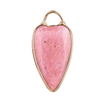Rhodochrosite Long Heart Pendant Wrap Gold for Making Jewlery