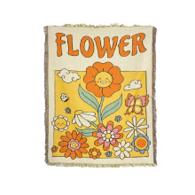 Bohemian Yellow Ethnic Jacquard Camping Picnic Woven Tassel Tapestry Blanket - Wholesale