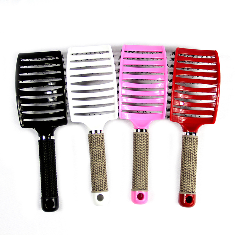 Anti-static Heat-resistant Curved Vent Boar Bristle detangling hair brush Massage Combs for Pro Hair Salon Barber Hair Styling