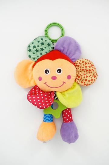 Plush flower with crinkly paper and teether