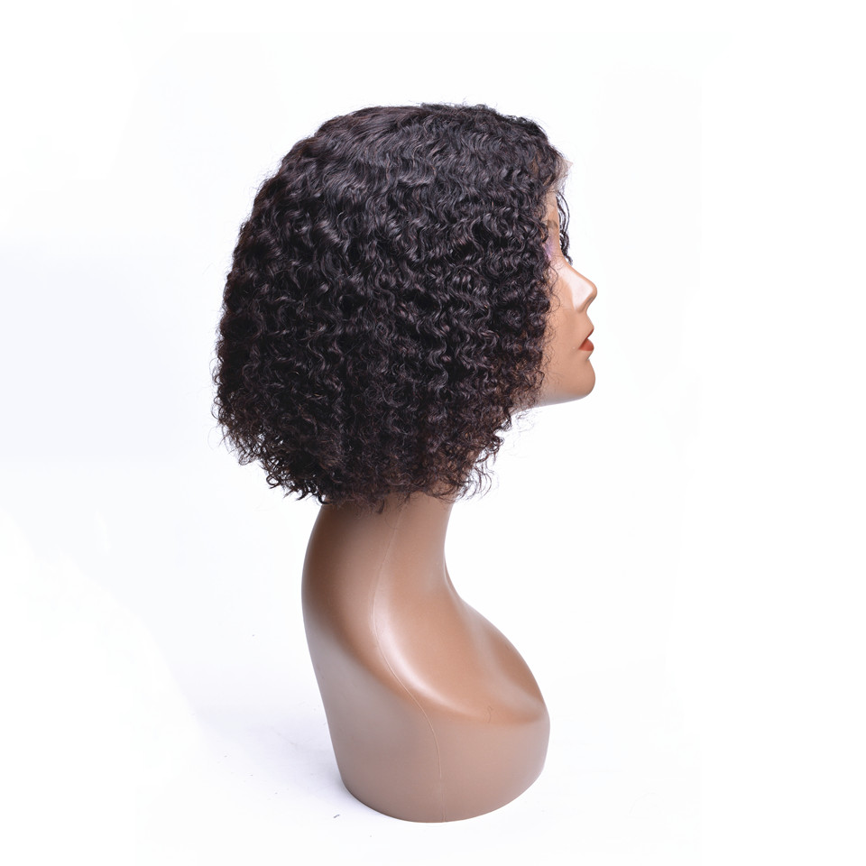 Brazilian Virgin Human Hair Natural Puff Short Bob 150% 180% Density Swiss Lace Wig