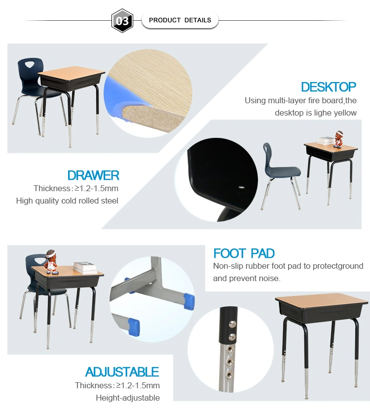 Luoyang High Quality Middle School Desk and Chair / Single Student Chairs and Table