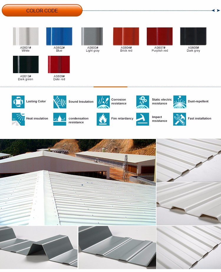 Taquet de murs de matériau avancé PVC Tile de toit en plastique