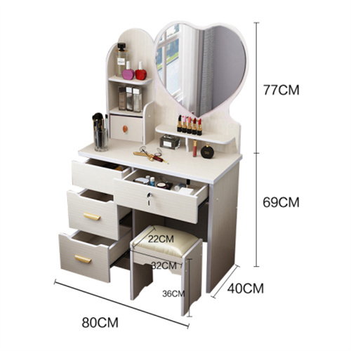 Wooden Modern Makeup Table Set With Led Mirror