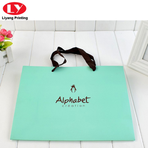 Branded Packing Green Paper Gift Bag Custom