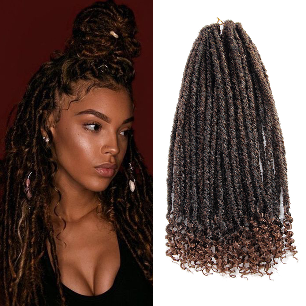 Crochet Hair Soft End Natural Synthetic Braids Brown Extension For Women