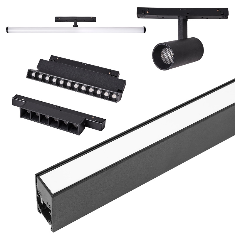 48V Linear Spotlight Superfície Retorneira Retorneira Luz Magnética LED LED Sistema de iluminação de trilha magnética LEV