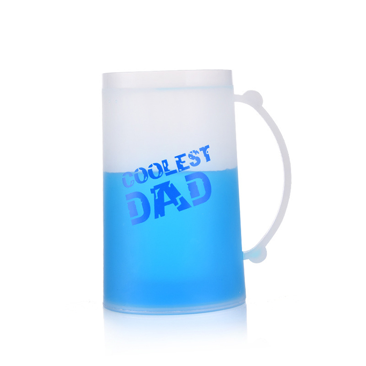 Factory Hot Selling Double Wall Freezer Mugs Durable Plastic BPA Free Ice Gel Cups 16oz Beer Glass Frosty Mugs with Gel