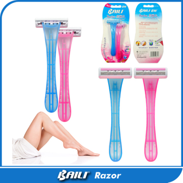 Pink/Blue Baili Shaving Razor Plastic Female Triple Blade System Razor
